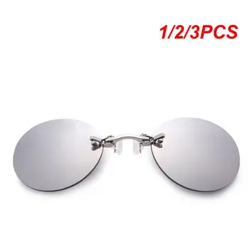 1/2 / 3ШТ Очила с клипсой на носа, кръгли, без рамки, Слънчеви очила Matrix Морфей, Мини-без рамка Реколта мъжки очила с UV400