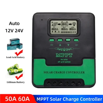12V 24V 40A 50A 60A MPPT Контролер на Заряд на Слънчеви Батерии 100VDC Регулатор на Слънчеви Панели За Оловно-Киселинната/Херметични/Гелевой/литиева Батерия