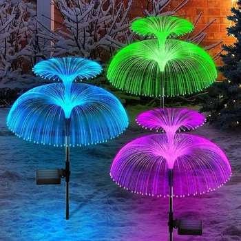 2 слой слънчеви коледни светлини във формата на медузи, led лампа за декор на градински пътеки, 7 цвята, външни непромокаеми светлини за тревата в двора