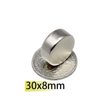 30x8 мм Магнит N35 Неодимови магнити С Никелово покритие 30 * 8 мм за Търсене на Магнитен домашно Магнит ветрогенераторная машина силен