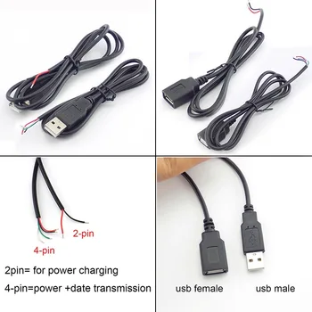 5 бр./Лот Micro USB 2.0 A-Женски Мъжки Конектор удължителен кабел Захранване 4-Пинов 2-Пинов 4 тел DIY Линия за Предаване на Данни кабел за зареждане Кабел K5