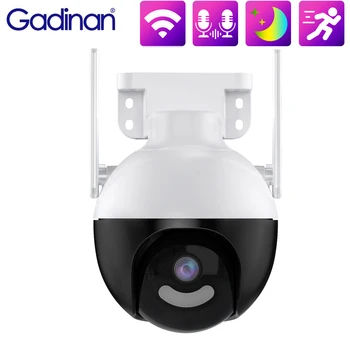 Gadinan 8-Мегапикселови Външни Непромокаеми WiFi PTZ Камера за Наблюдение с 5-кратно Цифрово Увеличение, Инфрачервен Цветен Двустранен Аудиомонитор Нощно Виждане