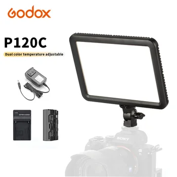 Godox P120C Led Video Light 3300 K ~ 5600 K С акумулаторна Батерия NPF550 + Зарядно За Фотоапарат Преносима Лампа За Снимане на фото студио