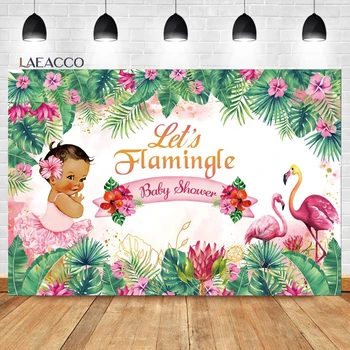 Laeacco Summer Aloha Фон за Душата на Детето Приморски Плаж Flamingo Детски Портрет на Детето в Деня на Раждането на Индивидуален Фон за снимки