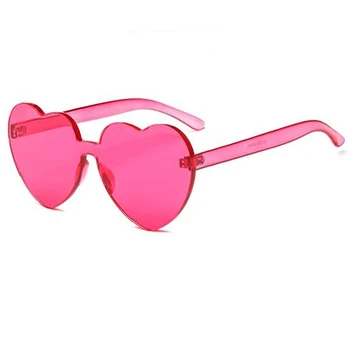 MAXJULI Heart Големи Слънчеви Очила за Жени Love Полупрозрачни Слънчеви Очила Без Рамки на Женското Прозрачен Цвят Карамел С Защита От Uv Gafas 8069
