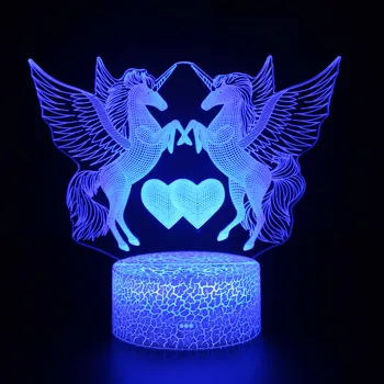 Nighdn 3D лампа с единорогом Акрилни led оптичен нощна светлина, което променя цвета си, украса спални, подарък под формата на еднорог за момичета, лека нощ