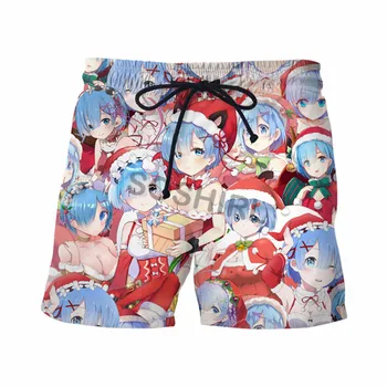 SOSHIRL Коледни Секси шорти с аниме-принтом, градинска дрехи с красиви герои, с къси панталони за фитнес с еластичен колан и завязками, Homme Мъжки дрехи