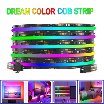 Sasha WiFi RGB IC LED Strip Addressable Dream Color COB Strip Light WS2811 Работи С Полноцветными RGB-лампи Бял Черен PCB
