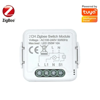 Sasha ZigBee 3.0 Smart Breaker Mini Switch Module 10A Умен Дом САМ 1/2 Gang Поддържа 2-Полосное Управление Работи С Алекса Google Home