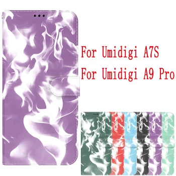 Sunjolly За Umidigi A7S A9 Pro Калъф-награда От естествена Кожа със Сгъваща се Стойка За карти-Чантата
