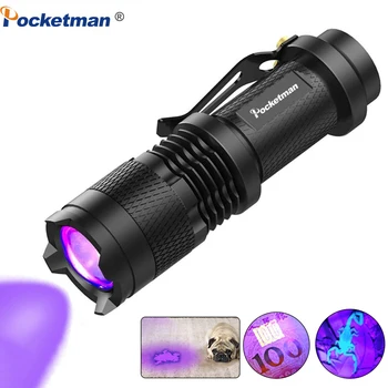 UV фенерче с подсветка 395нм, ултравиолетова светлина, UV-лампа Blacklight за проверка на маркери, детектор на урината домашни любимци