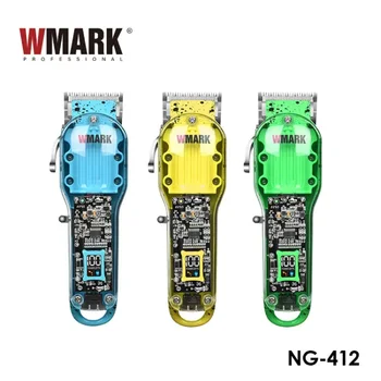 WMARK NG-412 LCD Машина За Подстригване на Коса с Професионална Мъжки Машина За Подстригване на Коса Прозрачно Тяло Безжична USB Зареждане Фризьорски салон