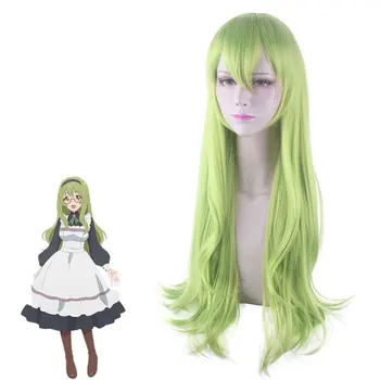 Аниме Princess Connect Re: Dive Redive Cosplay Карин Зелена Перука Party ЦВЕТИ Вълнообразни изкуствена коса с дължина 75 см обикновените перуки