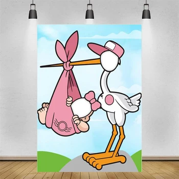 Бяло-розов фон за банер с образа на Лебед, обнимающего на детето, на Лицето Лебед, детско личице, ролеви игри, Тематични декор за парти по случай рождения Ден