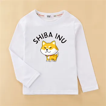 Детска пролетно-лятна тениска Shiba Inu за деца от 3 до 14 години, хубава риза, памучни блузи за момчета и момичета, дълги, Къси тениски