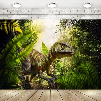 Динозавър, Тропически свят на джунглата, честит Рожден Ден, Фон за снимки, Украса банер, Детски душ