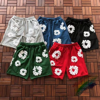 Дънкови шорти от бутер памук с принтом Tears Kapok, мъжки и дамски спортни панталони, с високо качество, черни, зелени, червени, сини, сиви гащички с завязками