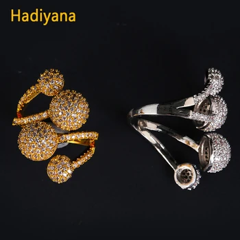 Елегантна пръстен с кубическим Цирконием от модната марка HADIYANA 2018, Женски Кръгъл пръстен с прозрачен камък, на Европейското пръстен с регулируема CP282