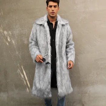 Есенно-Зимния Ново Палто от изкуствена кожа, Дългите Мъжки Сака със средна Дължина, Модни Топли Casaco Masculino Голям размер