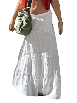 Жена Макси рокля с Флорални Принтом, Регулируеми бретельками-спагети и гофрированным Подолом за лятна плажна дрехи в стил Бохо
