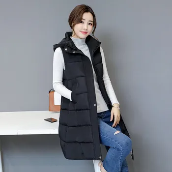 Жена пуховый жилетка, зимно пуховое палто без ръкави с качулка, пуховый жилетка, на Корейското модно пуховое палто с перо подплата, паркове, зимно яке