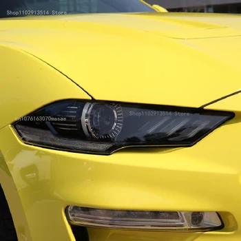 За Mustang 2018-2023 Защитно фолио за фарове, възстановяване на винил, Прозрачен черен стикер от TPU