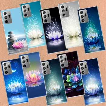 Калъф за мобилен телефон с синьо-бели цветя Lotus За Galaxy Note 20 Ultra 10 9 8 S10 на Samsung Lite 2020 A9, A8, A7, A6 J6 J8 J4 Plus S6 Edge Cove