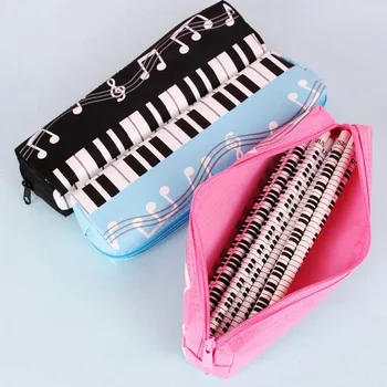 Квадратна однослойная чанта за дръжки от плат Оксфорд, креативна новост, студентски молив случай за момичета, Музикална нота за момчета, пиана, канцелярский калъф