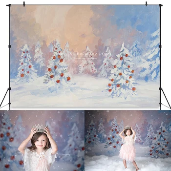 Коледен сняг гора, фон за снимки, подпори за портрет, Коледна снежинка, Зимен сняг фон