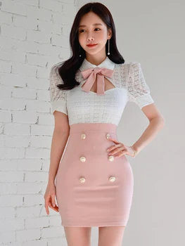 Корейското Модерно Лятно Пълномаслено къса рокля, Секси Елегантна Елегантна Сладка рокля с пищни ръкави, Тънка Градинска облекло Mini Mujer Vestido