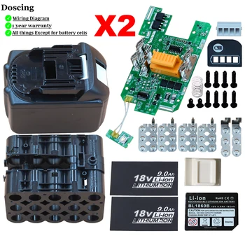 Корпус Литиево-йонна батерия Doscing BL1890 със Защита от Разреждане/Зареждане на Печатна платка за Батерията, Makita 18V BL1860 BL1830 BL1850