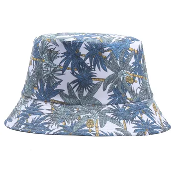 Летни шапки-ведерки с принтом на тропическите гори, мъжки, женски, плажни, слънчеви, панама в хавайски стил, шапки-боб в стил хип-хоп, Gorros