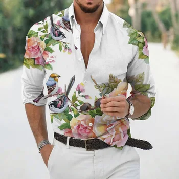 Лятна Мода Мъжка риза Profile, Ризи С дълъг ръкав, Мъжки Удобни Блузи, Ежедневни Свободна Риза Голям размер