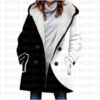 Мек вълнен плат палто С качулка с 3D Принтом, Женски Гъст Топло Палто Дамско Зимно Топло Палто, Ежедневни Облекла 18 Цвята