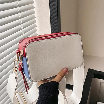 Модни Универсална чанта през рамо с двойни шевове в контрастен цвят, чанта за фотоапарат през рамо, Дизайнерски Цветни Клатч 2023new