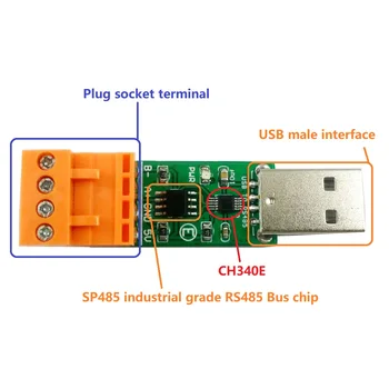 Модул Конвертор гуми USB към RS485 CH340 Индустриален клас IC SP485 за Arduiuo NANO АД MCU Такса Реле Modbus