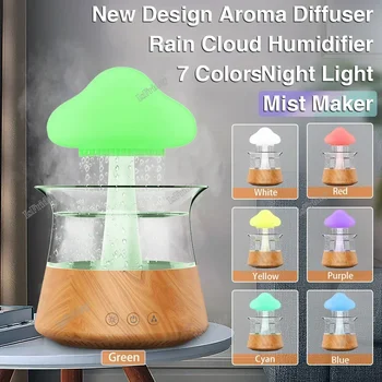 НОВА LED Овлажнител на Въздуха Rain Cloud USB Night Light Лампа за Домашния Офис Ароматни Дифузор Raindrop Mist Maker Декоративна Настолна Лампа