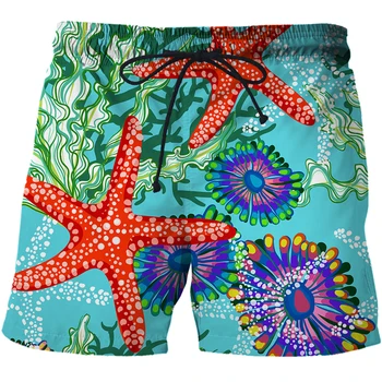 НОВИ летни мъжки къси панталони Модни желязна верига 3D, За да сърфирате, късите плажни шорти, мъжки ежедневни бързо съхнещи Спортни панталони, бански, плажно облекло