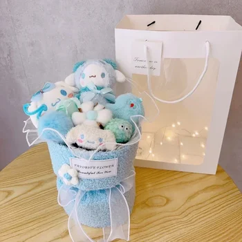 Нов Букет Кукли Sanrio Cinnamoroll Kuromi Kawaii Plushies Подарък За Свети Валентин За Приятелка за рождения Ден На Сладки Плюшени Играчки Подаръци