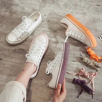 Нов стил от Женски Вулканизированные маратонки, Дишащи Ежедневни Студентски Бели обувки, Дамски пролетно-есенна Чудесна парусиновая обувки 2023 година на издаване.