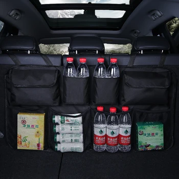 Органайзер за багажник на кола, Регулируем чанта за съхранение на задната седалка, Оксфорд мрежа за аксесоари на Mercedes Benz, Kia Rio 4 Seat Leon Mk3 Giulietta