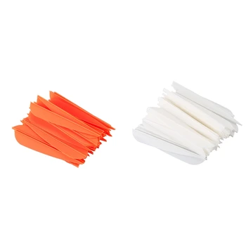 Остриета ELOS-Arrows с 4-инчов пластмасови пера за стрели от лък със собствените си ръце 100 бр. (оранжево и бяло)