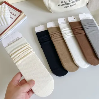 Памучни чорапи, нови дамски чорапи със средна дължина, японски директни чорапи, шарени обикновена сладък дамски чорапи, подходящи за всички сезони.