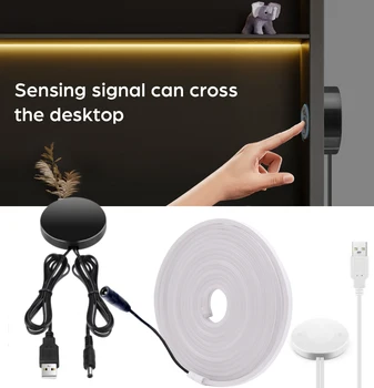 Проницаемая Дървена Ръчно Сканиране, Неон Led Лента USB Сензорен екран Сензор за Димиране Преминете 0,5-5 м Неон Веревочная Тръба Лампа Home Garden Decor