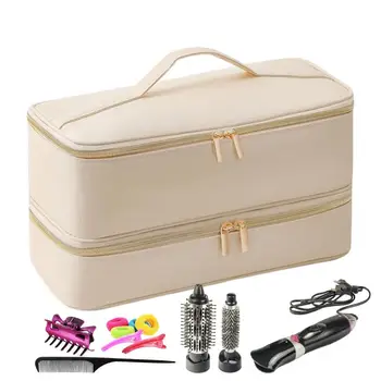 Пътен калъф за стайлера за коса, пылезащитная двупластова чанта-органайзер за съхранение, пътна защитна чанта за съхранение на сешоар за коса, стил