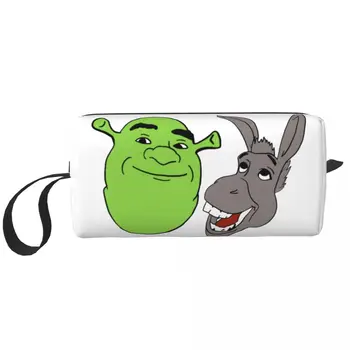 Пътна Чанта За Тоалетни Принадлежности Shreks And Donkey Head Kawaii Makeup Козметични Органайзер За Дамски Чанти За Съхранение На Козметика Dopp Kit Case Box Подаръци