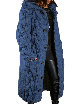Ретро Зимния пуловер, Жилетка Twist 5xl, Модерно вязаное палто Оверсайз, Дамски Дълги Жилетки, Модни якета, Новост