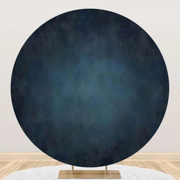 Ретро тъмно син кръг фон за снимки Laeacco, плътен наклон, пастелни луксозни цветове, дизайн, на фона на портрет на дете, възрастен