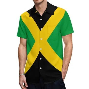 Риза с къс ръкав Тениска с флага на Ямайка, брючный костюм, благородна забавна графика, Размерът на САЩ