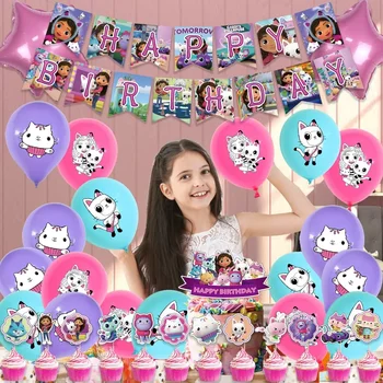Рожден ден на кукла къща Гейба Еднократна набор от прибори за хранене Чиния чаша салфетка банер балон покривка Аксесоари за парти